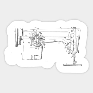 Zigzag Mechanism for Sewing Machine Vintage Patent Hand Drawing Sticker